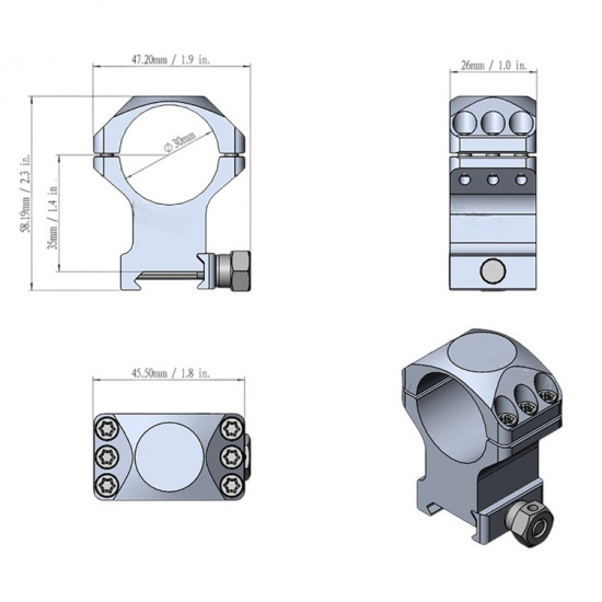 Vector krúžky 30mm X-Accu 1,4" vysoké