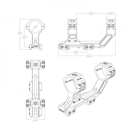 Vector Optics 30mm AR Cantilever Picatinny montáž 1,97"